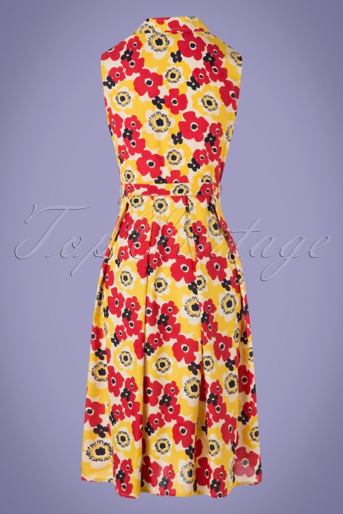Pretty Vacant - 50s Poppy Dream Wrap Dress in Yellow 3
