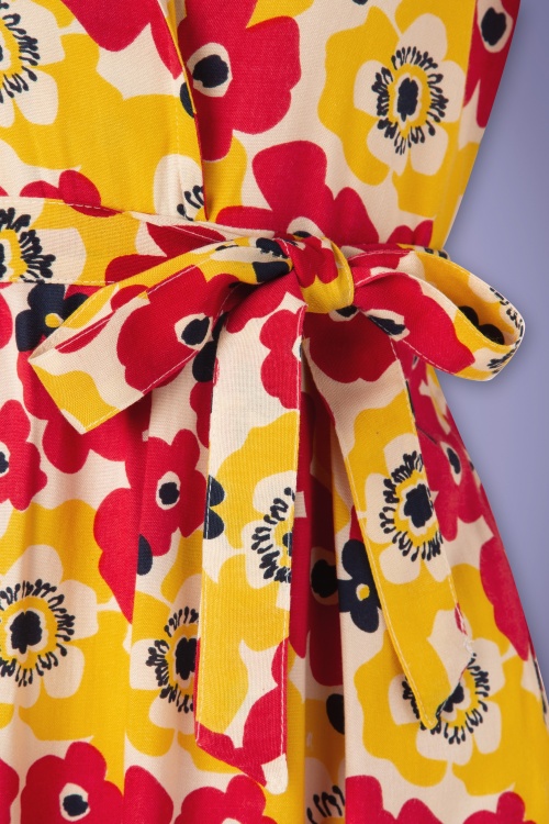 Pretty Vacant - 50s Poppy Dream Wrap Dress in Yellow 5