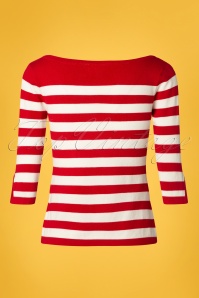 Banned Retro - 50s Sail Away Stripes Jumper in Red