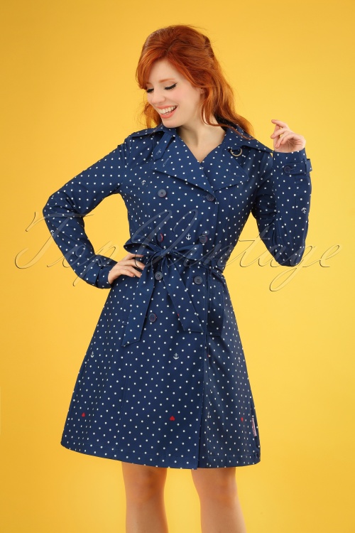Blutsgeschwister - 60s Spy of Love Trench Coat in Love Me Anchor Blue