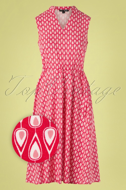 Pretty Vacant - 60s Dina Drawstring Dress in Teardrop Red 2
