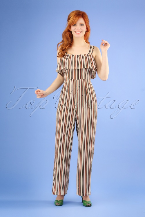 Banned Retro - 70s Summer Salsa Jumpsuit in Sand