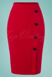 Vintage Chic for Topvintage - 50s Ginny Pencil Skirt Années 50 en Rouge Vif 2