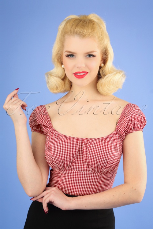 Steady Clothing - 50s Daisey Gingham Top in Red