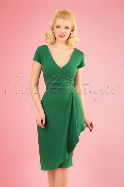 Vintage Chic for Topvintage - 50s Crystal Pencil Dress in Emerald Green