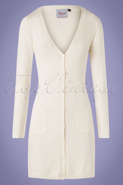 Banned Retro - Katie Long Cardigan in Creme