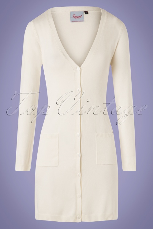 Banned Retro - 50s Katie Long Cardigan in Cream