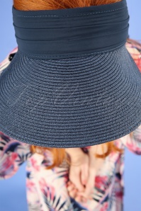 Amici - 50s Augusta Straw Visor Hat in Navy 2