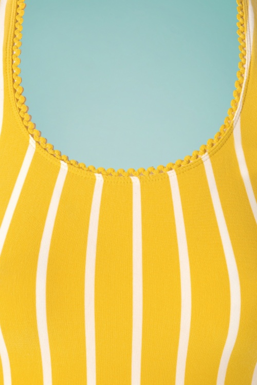 Blutsgeschwister - 60s Logo Morning Stripe Dress in Yellow 5