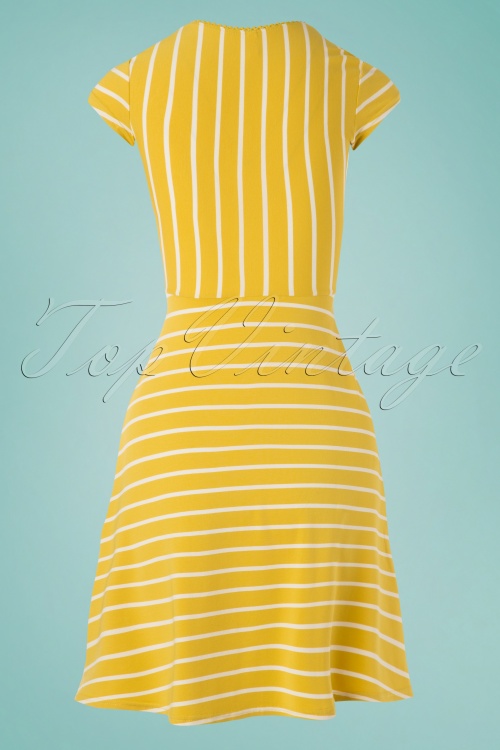 Blutsgeschwister - 60s Logo Morning Stripe Dress in Yellow 3