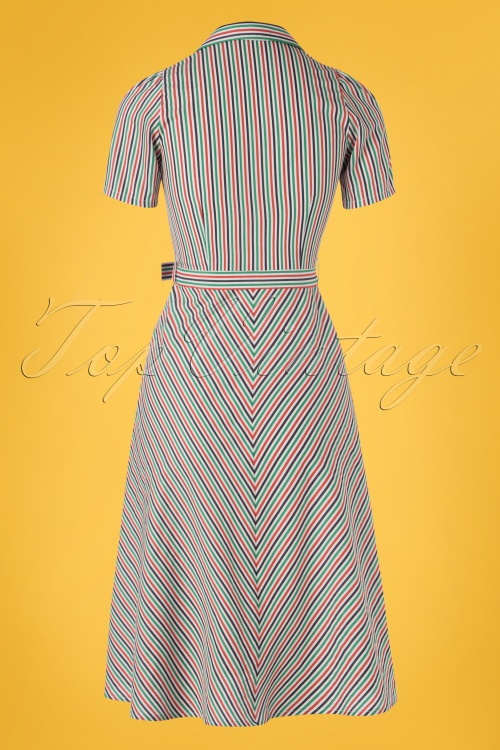 Very Cherry - 40s Mimi Stripes Revers Dress in Multi 6