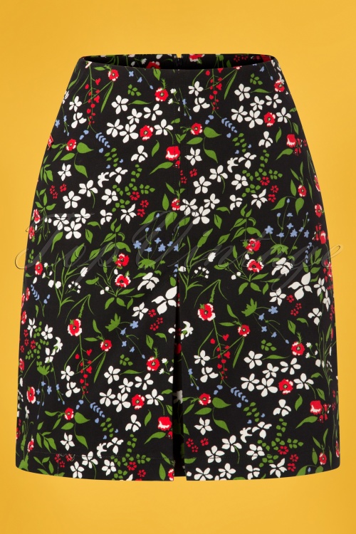 Blutsgeschwister - 60s Alltagsfalter Skirt in Poppy Field Black 2