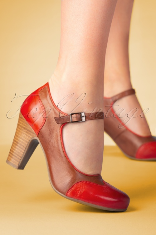Miz Mooz - 50s Jazzy Pumps in Brown and Red