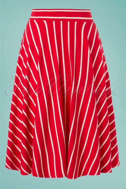 Blutsgeschwister - 60s Logo Stripes Skirt in Date Red 3