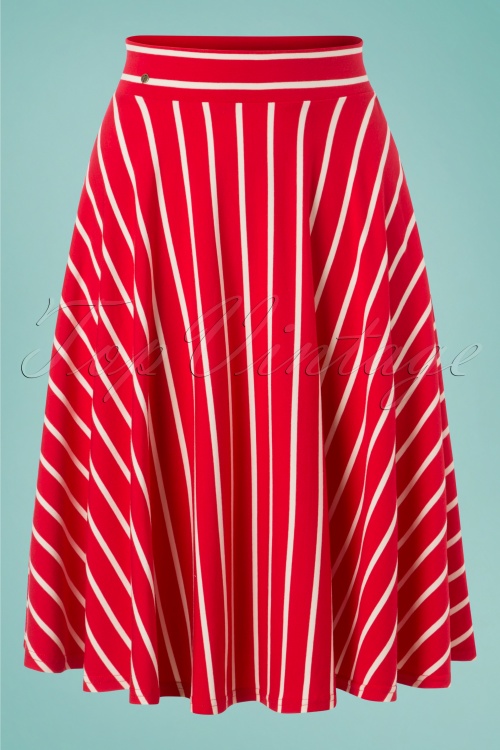 Blutsgeschwister - 60s Logo Stripes Skirt in Date Red 2