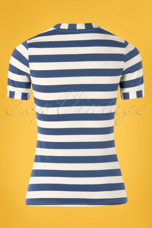 Blutsgeschwister - Logo Stripes T-Shirt Années 50 en Bleu Balade 2
