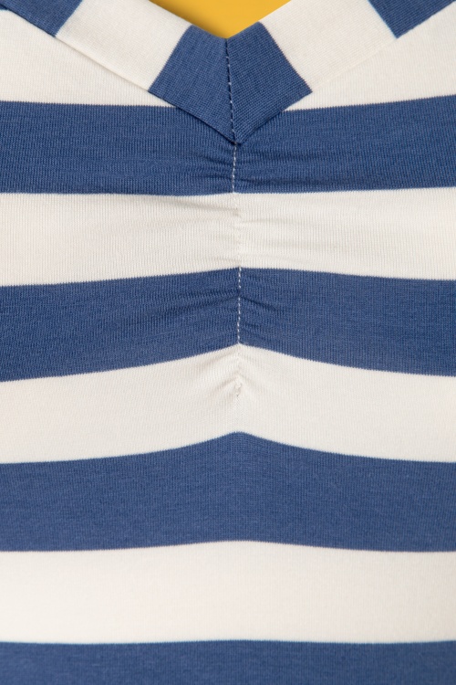 Blutsgeschwister - Logo Stripes T-Shirt Années 50 en Bleu Balade 3