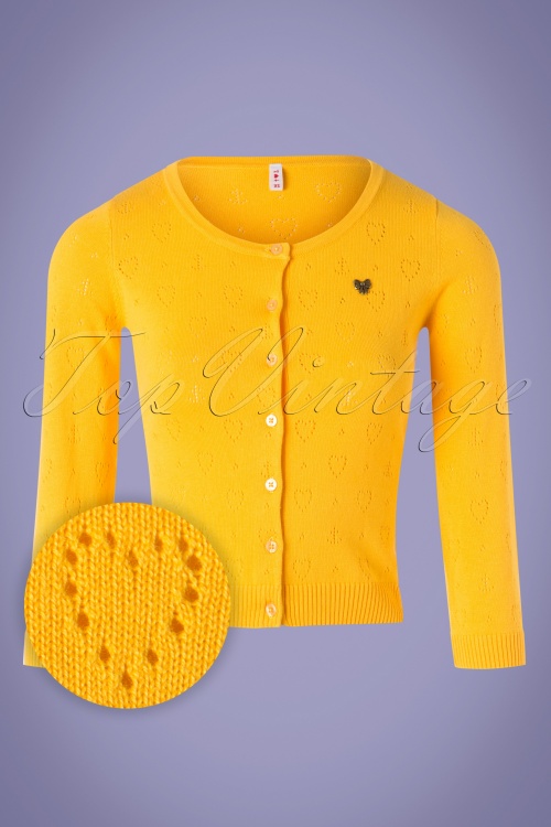 Blutsgeschwister - Wonderwaist Hope Heart Cardigan Années 60 en Jaune Soleil