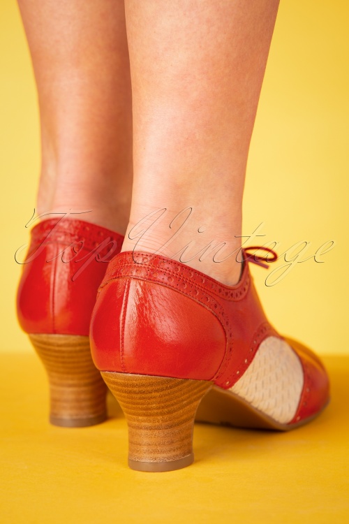 Miz Mooz - 40s Tully Leather Shoe Booties in Red and Ivory 3