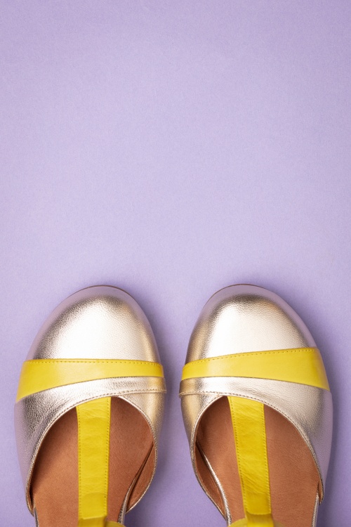 Miz Mooz - 60s Fremont Leather T-Strap Pumps in Yellow and Gold 2