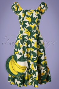 Collectif Clothing - Lorena Tropical Banana Swing-Kleid in Creme 3