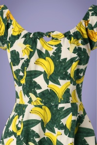 Collectif Clothing - 50s Lorena Tropical Banana Swing Dress in Cream 5