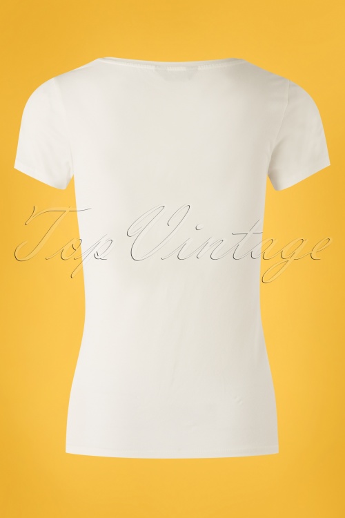 Queen Kerosin - The Flame Bar T-shirt  Années 50 en Blanc Cassé 3