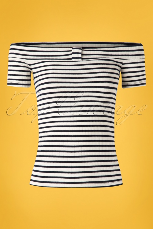 Yumi 27653 Stripe Rib Off Shoulder Top 20190214 002W