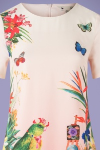 Yumi - Tunika-Kleid mit mexikanischer Blume in heller Koralle 4