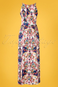 Yumi - Mexicana Folk Floral Maxi Dress Années 60 en Blanc 3