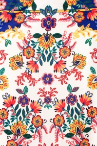 Yumi - Mexicana Folk Floral Maxi Dress Années 60 en Blanc 5