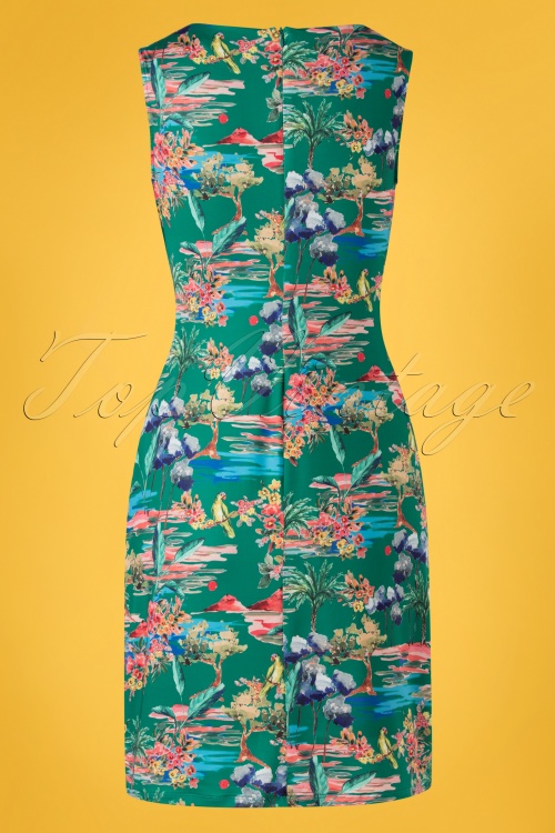 Yumi - Watercolour Garden Dress Années 60 en Vert 3