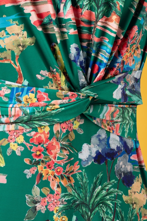 Yumi - Watercolour Garden Dress Années 60 en Vert 5