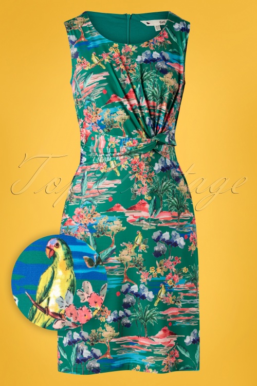 Yumi - Watercolour Garden Dress Années 60 en Vert 2