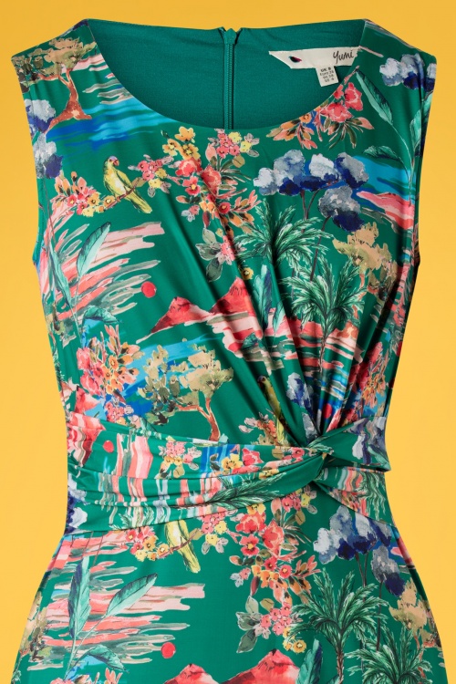 Yumi - Watercolour Garden Dress Années 60 en Vert 4
