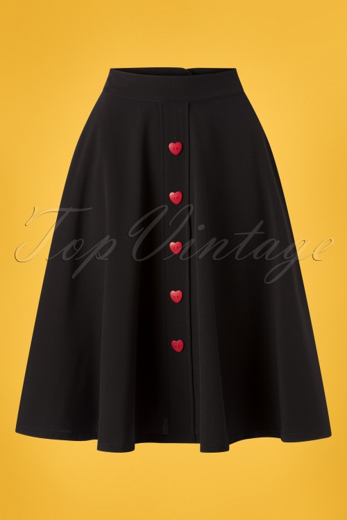 Steady Clothing - 50s Be Still My Heart Thrills Swing Skirt in Black 2