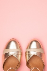 Miz Mooz - 50s Jay Leather Pumps in Beige and Gold 2
