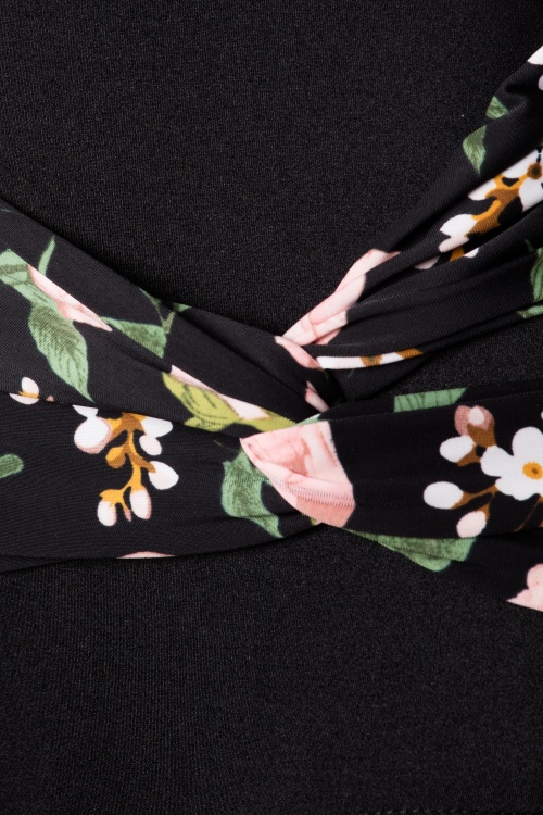 Bettie Page Swimwear - Suzie Flowers ééndelig badpak in zwart 3