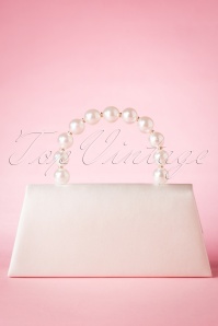 Darling Divine - 50s Pearl Perfection Satin Clutch in Ivory White 5
