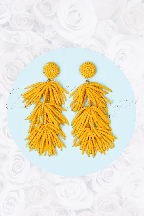 Day&Eve by Go Dutch Label - Sunshine Earrings Années 70 en Jaune Miel