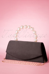 Darling Divine - 50s Pearl Perfection Satin Clutch in Black 6