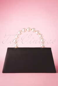 Darling Divine - 50s Pearl Perfection Satin Clutch in Black 5