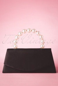 Darling Divine - 50s Pearl Perfection Satin Clutch in Black 2