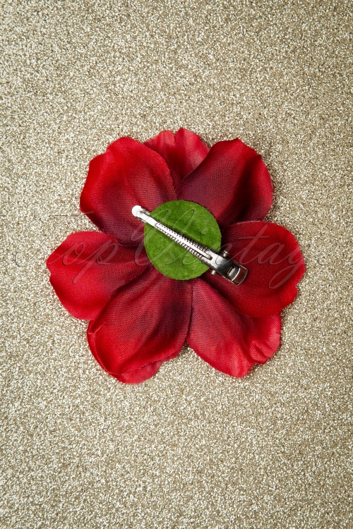 Lady Luck's Boutique - 50s Lovely Anemone Hair Clip in Red 3
