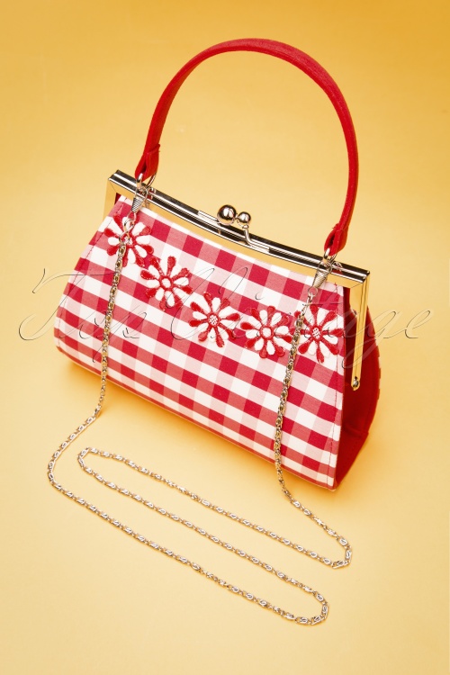 Ruby Shoo - Mendoza Check Handbag Années 60 en Rouge 5