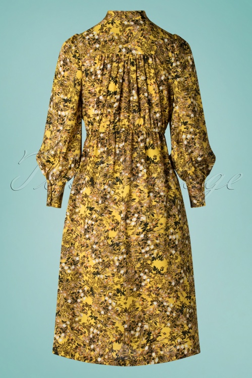 Louche - 70s Fiorella Vintage Midi Dress in Yellow 3