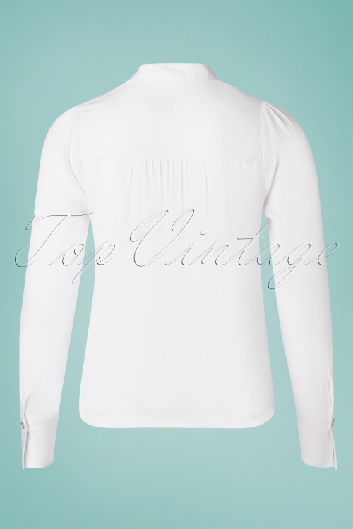 Louche - Miki blouse met strikhals in wit 4