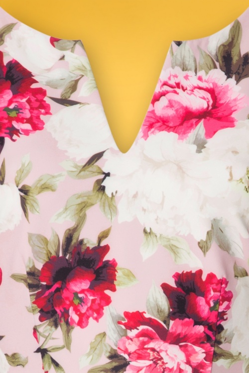 Paper Dolls - Mel Floral Pencil Dress Années 50 en Rose 5