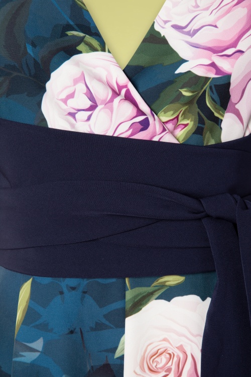 Paper Dolls - Beaufort Rose gebloemde culotte jumpsuit in marineblauw 5
