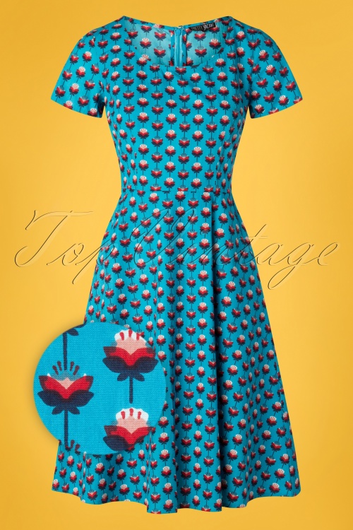 Pretty Vacant - 60s Gloria Dress in Lotus Blue 2